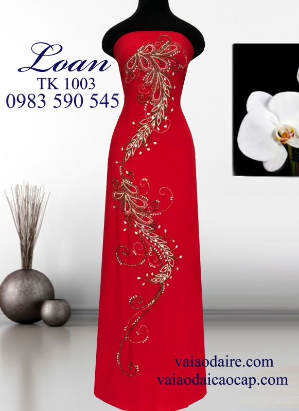 Vải áo dài kết đá pha lê