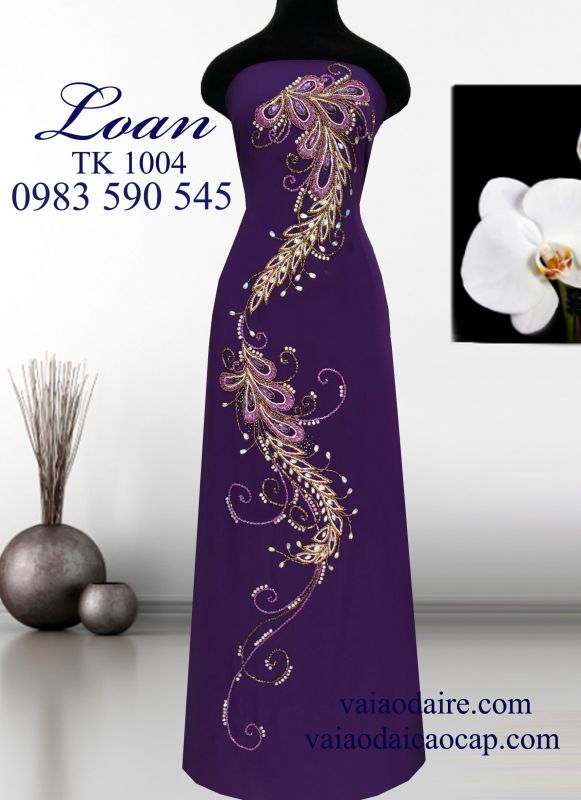 Vải áo dài kết đá pha lê