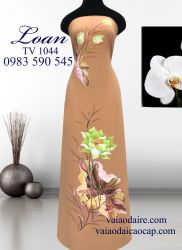 Vải áo dài vẽ hoa sen