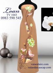 Vải áo dài vẽ hoa sen