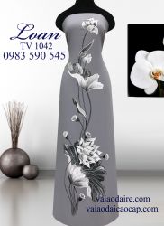 Vải áo dài vẽ hoa sen