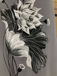 Vải áo dài vẽ hoa sen