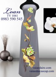 Vải áo dài vẽ hoa sen