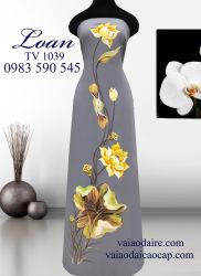 Vải áo dài vẽ hoa sen