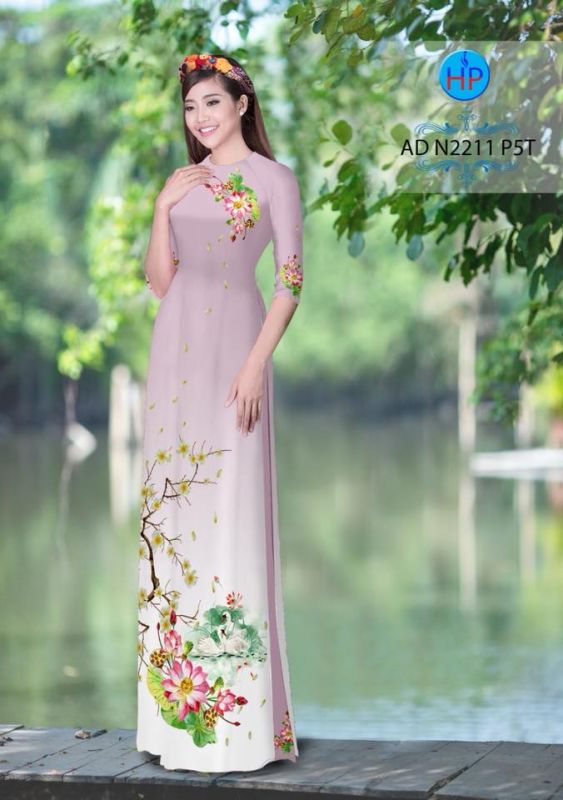 Vải áo dài hoa Sen Vải áo dài hoa Sen