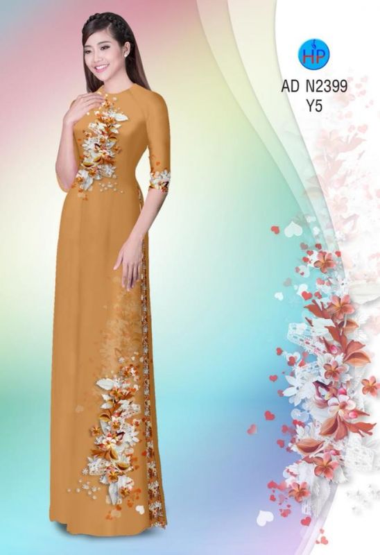 Vải áo dài hoa trên dưới