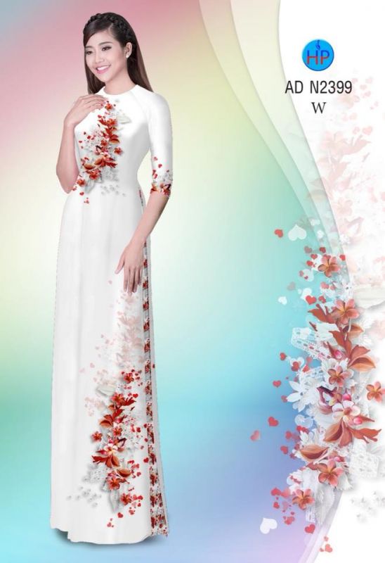 Vải áo dài hoa trên dưới