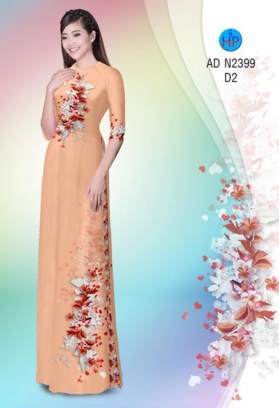 Vải áo dài hoa trên dưới