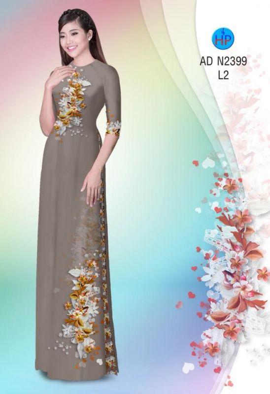 Vải áo dài hoa trên dưới