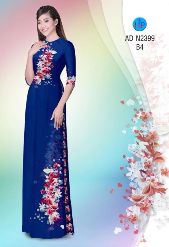 Vải áo dài hoa trên dưới