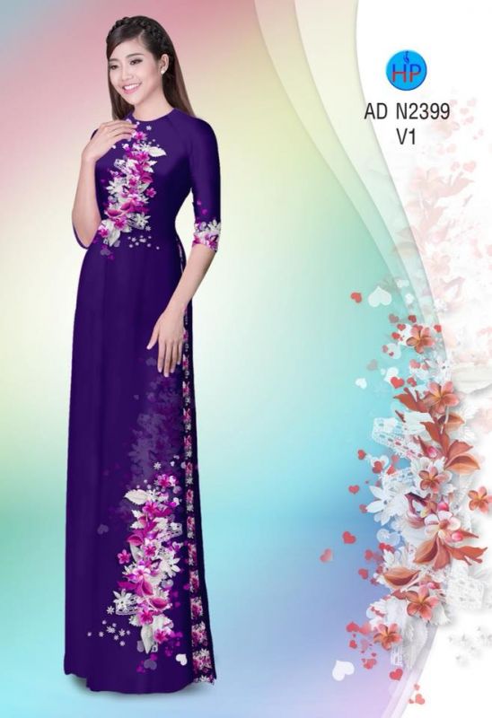 Vải áo dài hoa trên dưới