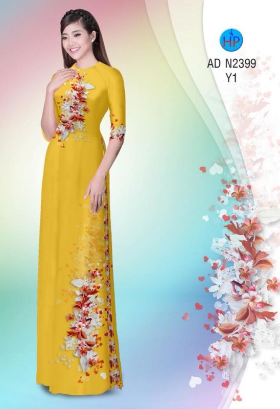 Vải áo dài hoa trên dưới