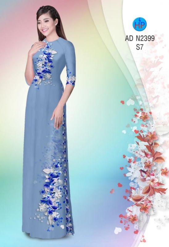 Vải áo dài hoa trên dưới