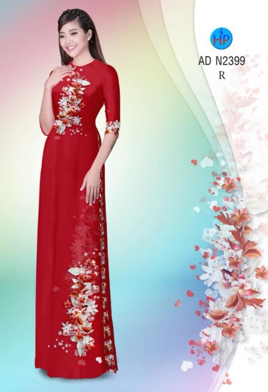 Vải áo dài hoa trên dưới