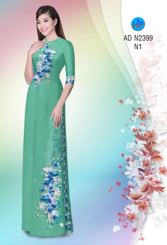 Vải áo dài hoa trên dưới