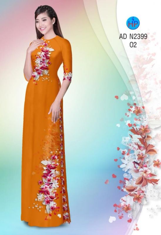 Vải áo dài hoa trên dưới