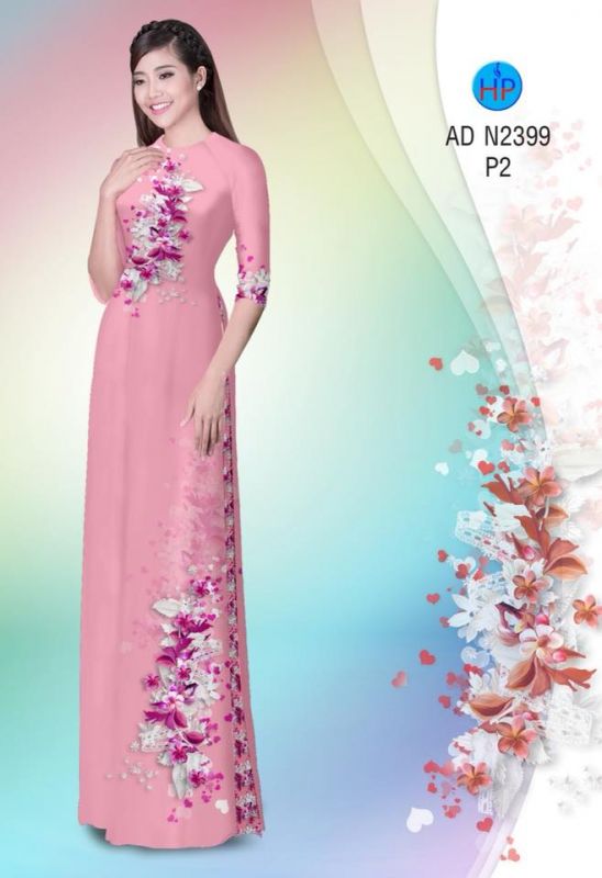 Vải áo dài hoa trên dưới