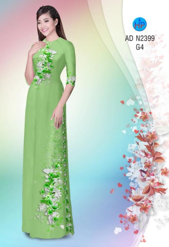 Vải áo dài hoa trên dưới