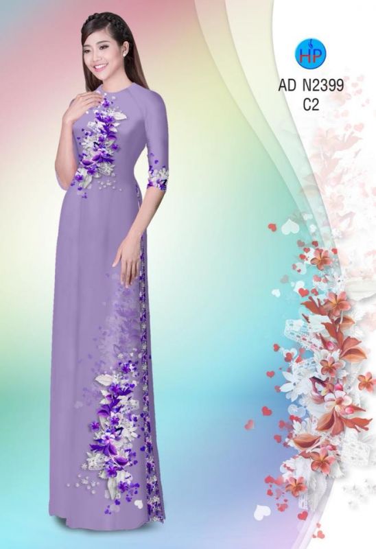 Vải áo dài hoa trên dưới