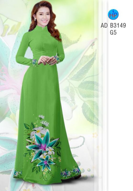Vải áo dài hoa 3D