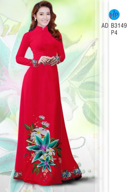 Vải áo dài hoa 3D