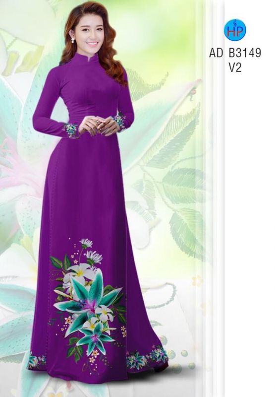 Vải áo dài hoa 3D