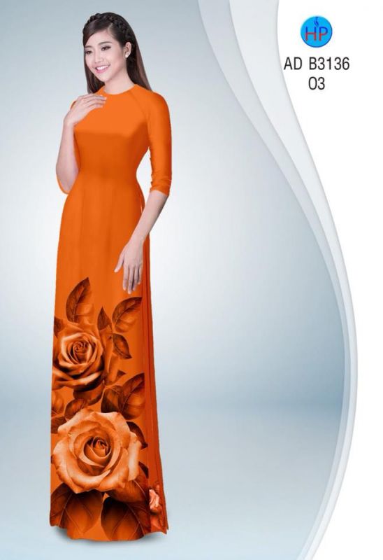 Vải áo dài hoa hồng 3D