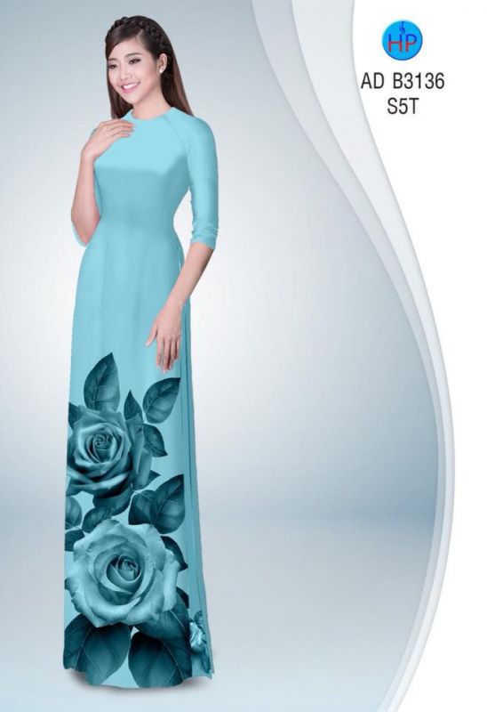 Vải áo dài hoa hồng 3D