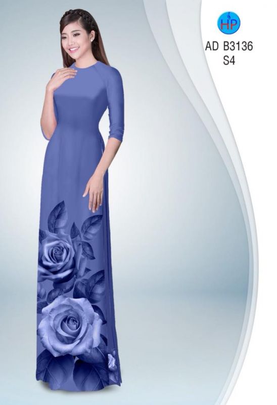 Vải áo dài hoa hồng 3D