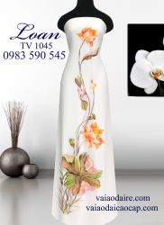 Vải áo dài vẽ hoa sen
