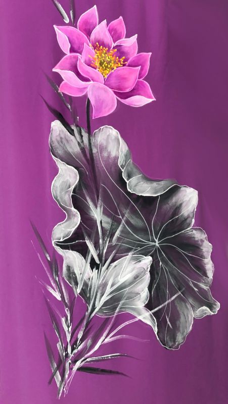 Vải áo dài vẽ hoa sen