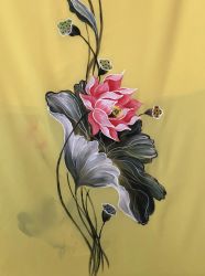 Vải áo dài vẽ hoa sen