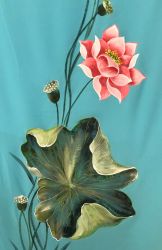 Vải áo dài vẽ hoa sen