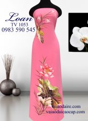 Vải áo dài vẽ hoa sen