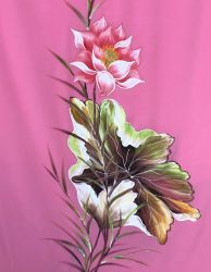 Vải áo dài vẽ hoa sen