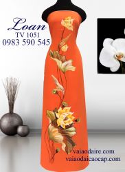 Vải áo dài vẽ hoa sen