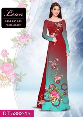 Vải áo dài hoa trên dưới-DT 5382