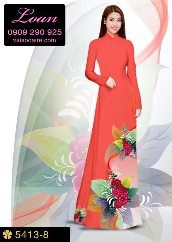 Vải áo dài hoa 3D