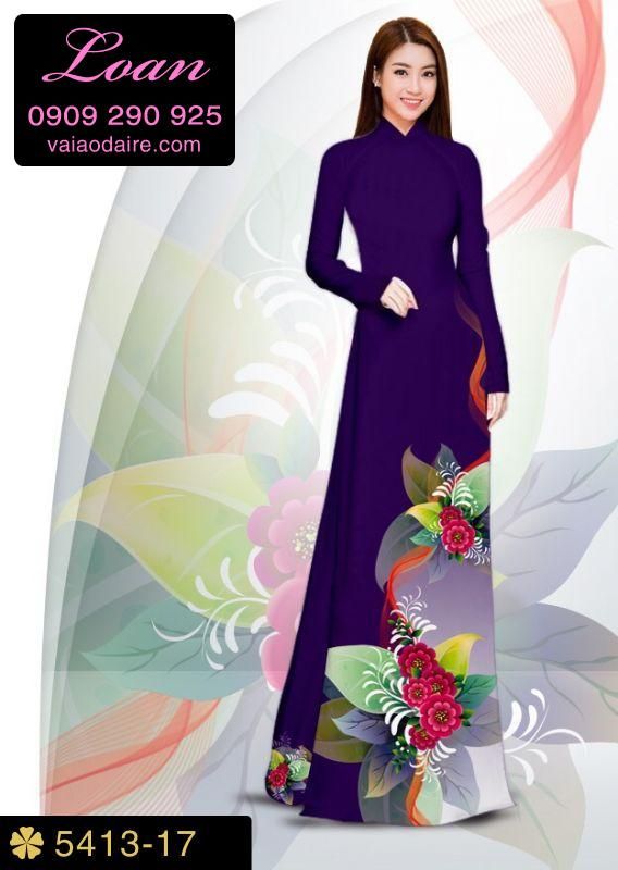 Vải áo dài hoa 3D