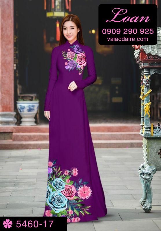 Vải áo dài hoa Hồng
