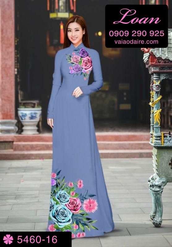 Vải áo dài hoa Hồng