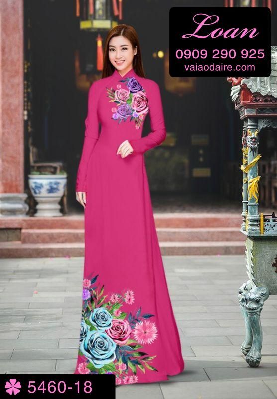 Vải áo dài hoa Hồng