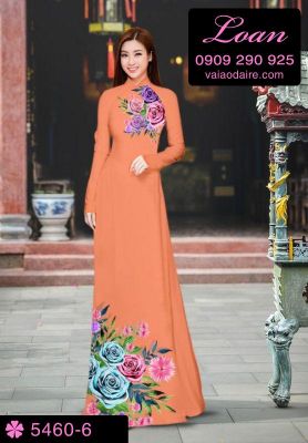 Vải áo dài hoa Hồng-DT 5460