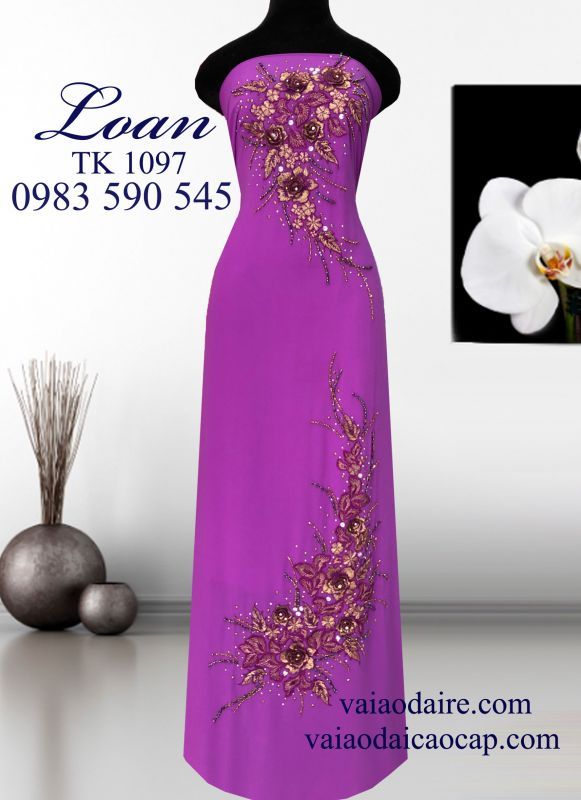 Vải áo dài kết hoa 3d