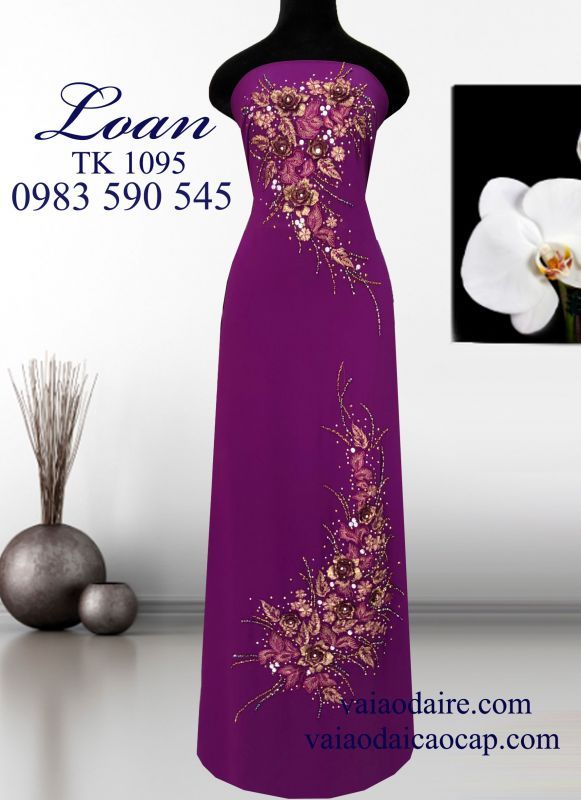 Vải áo dài kết hoa 3d