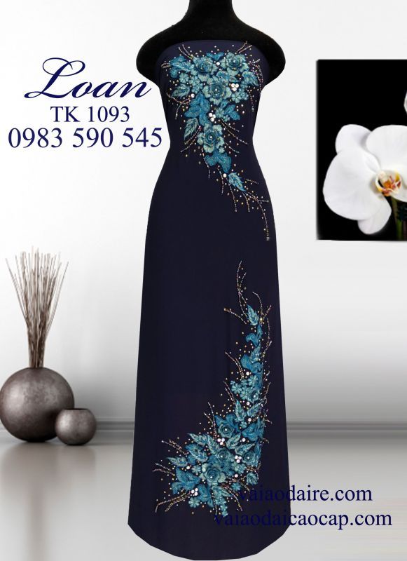 Vải áo dài kết hoa 3d