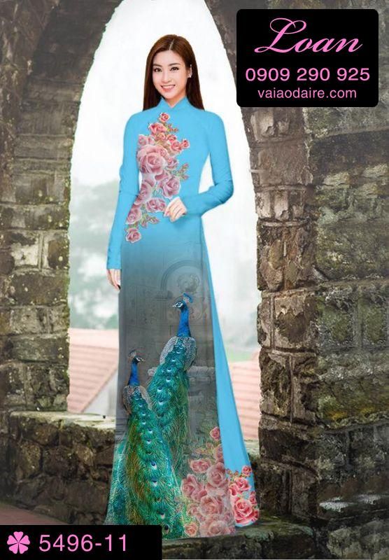 Vải áo dài chim Công