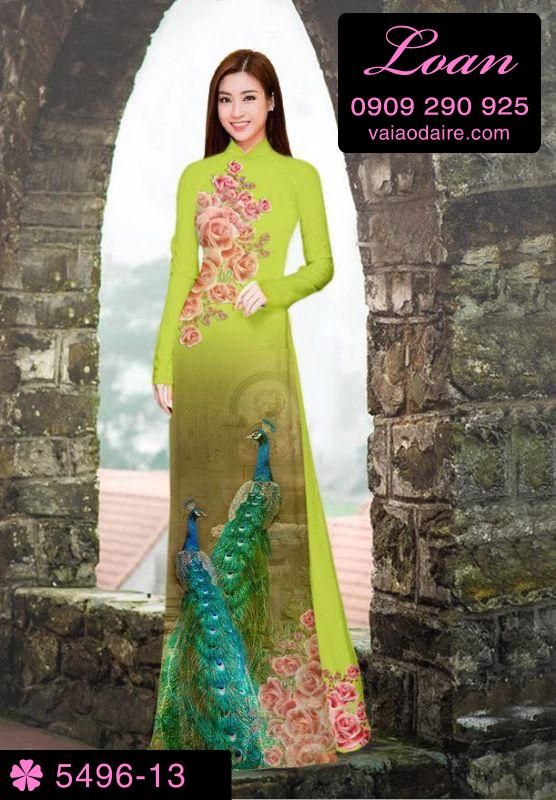 Vải áo dài chim Công