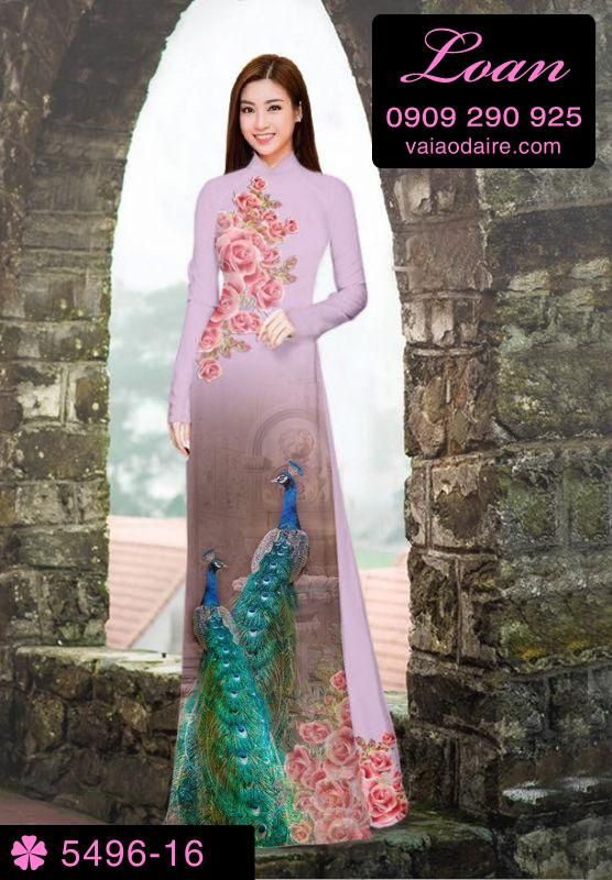 Vải áo dài chim Công