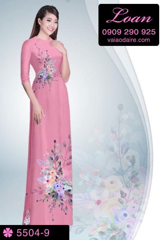 Vải áo dài hoa trên dưới